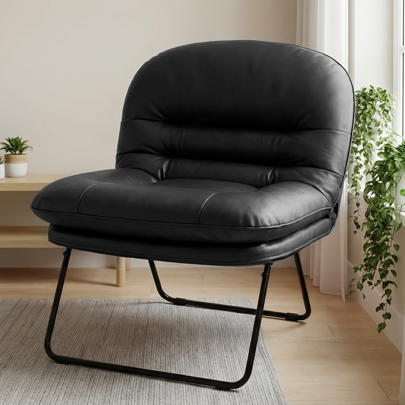 Foldable Legged Chair, Armless Floor Chair for Living Room & Bedroom, Black
