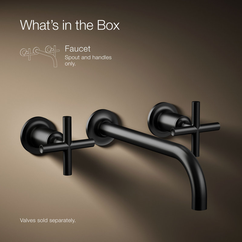Purist® Wall Mounted Bathroom Faucet, Matte Black, Cross Handle
