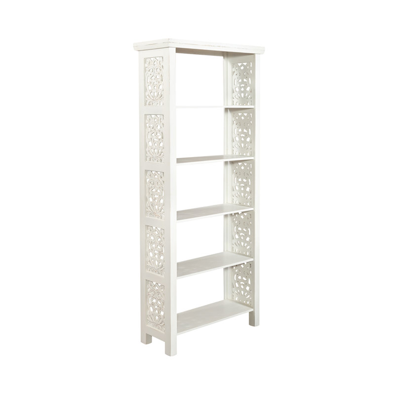 Chouteau 75"H Accent Bookcase w/ Scroll Work, White