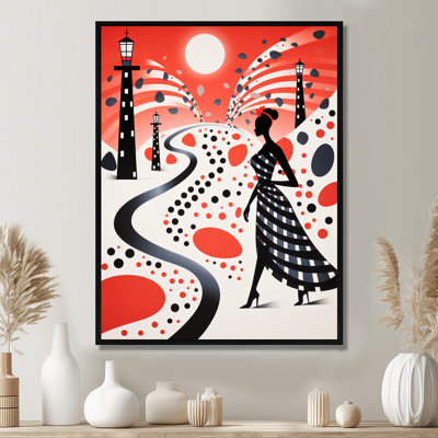 Robe rétro à pois africain en lalaland - femme afro-américaine, art mural