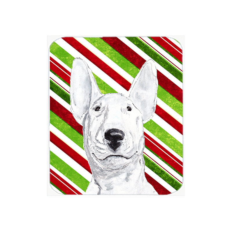 Planche à découper en verre de noël terrier de noël de canne à sucre de fêtes