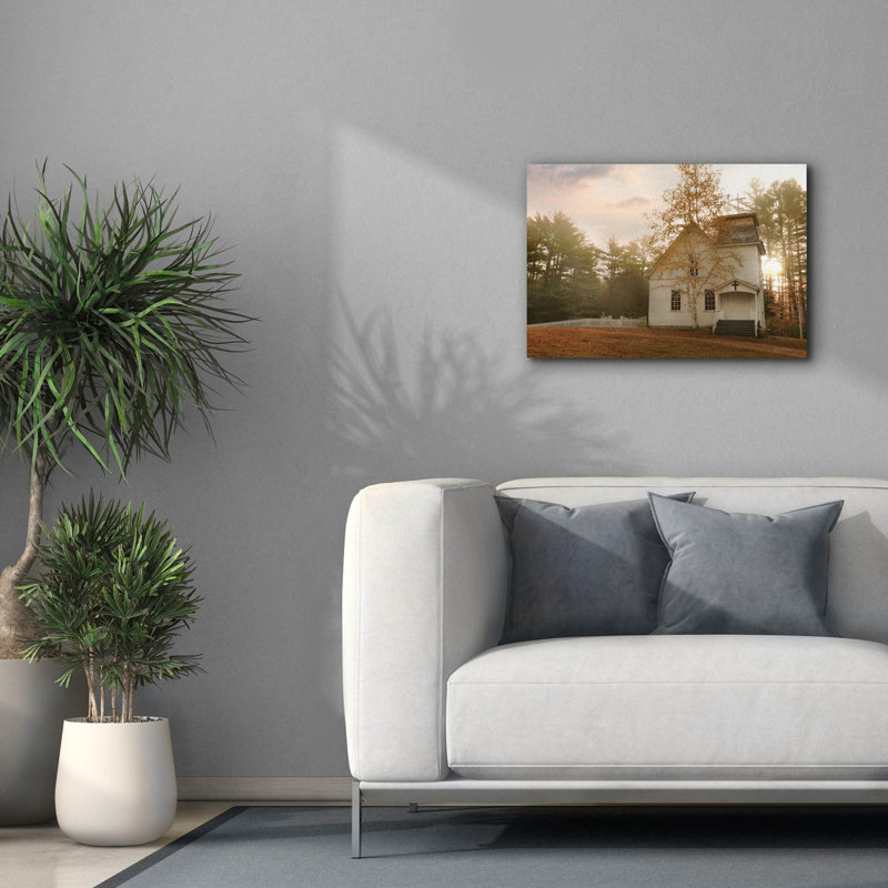 «Little White Church» par Lori Deiter, estampe numérique sur toile, H 18 po x l 26 po x P 0,75 po