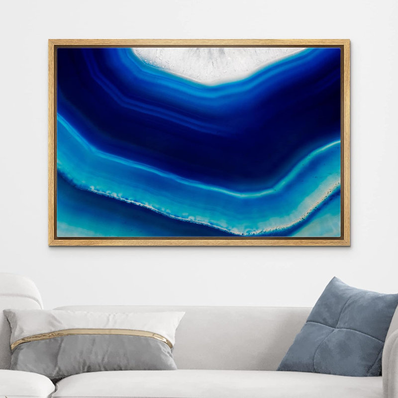«Pure Dark and Light Blue», agate abstraite, impression sur toile, impression sur toile, H 16 po x l 24 po x P 1,5 po