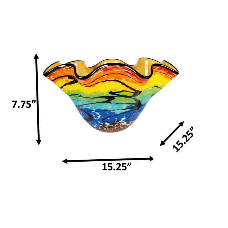 Vase d'art en verre soufflé à la main Rainbow Reef