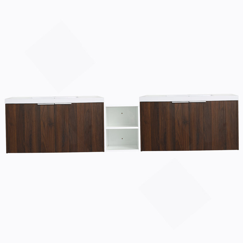 Meuble-lavabo 84 po à fermeture douce avec lavabo 84 po, 84", Noyer de Californie