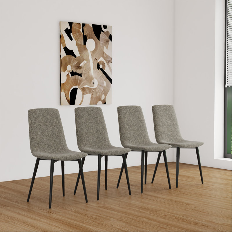 Ensemble de 4 chaises de salle à manger, Gris, Noir, noir, noir, noir