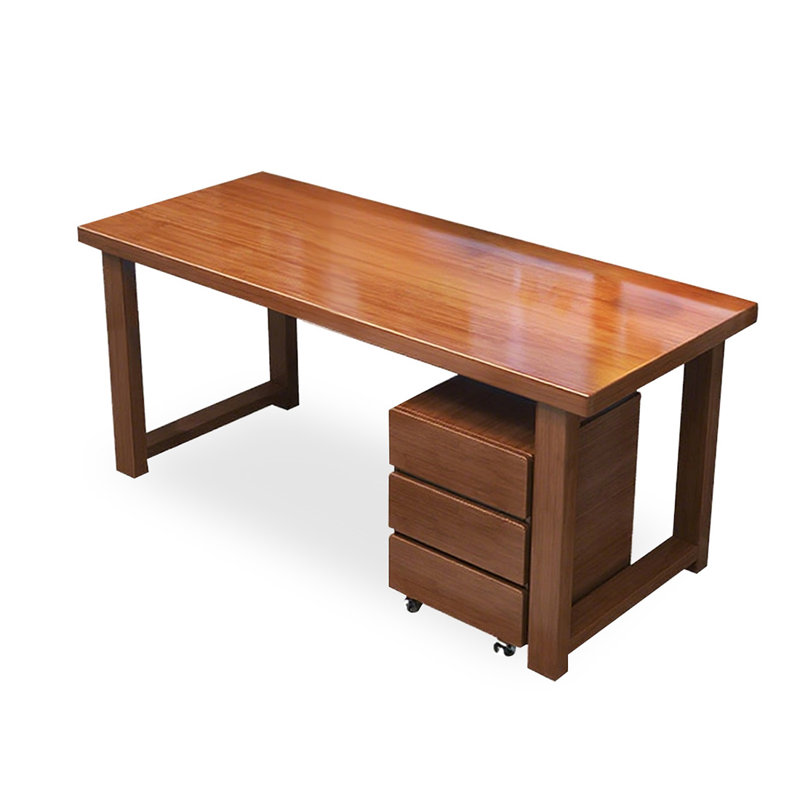 Bureau rectangulaire à 3 tiroirs en bois massif brun noisette, H 29,53 po x l 55,12 po x P 23,62 po