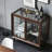 39.37"Japanese-style solid wood brown side cabinet coffee table cabinet