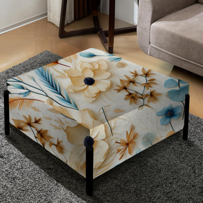 Coastal Retreat Ii Boho Motif - Grand repose-pieds carré Boho