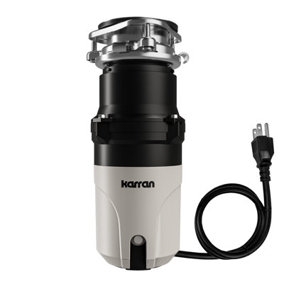 Broyeur à déchets à alimentation continue 1/3 HP Karran pour éviers de cuisine avec cordon d'alimentation et accessoires inclus