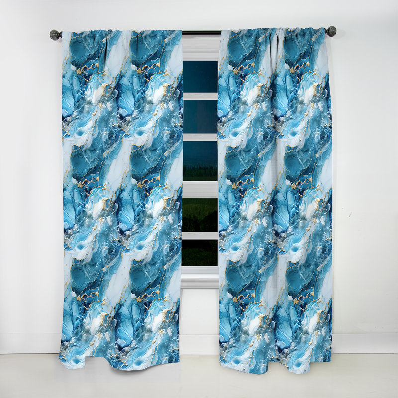 Rideau obscurcissant en marbre bleu et océanique bleu Allure II - 1 panneau, L 52 po x L 95 po