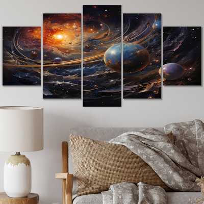 Météores Comets Embrace II - impression d'art mural Asteroids - 5 panneaux