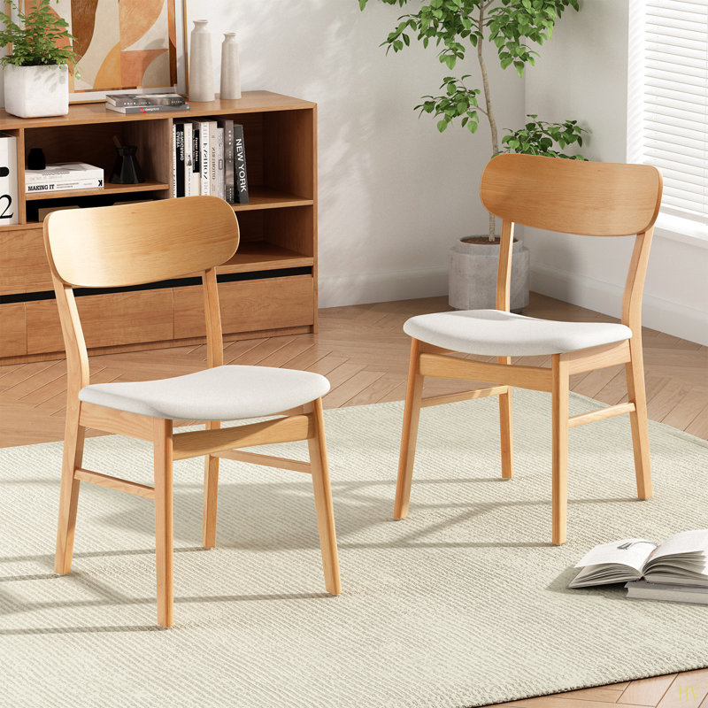 Ensemble de chaises de salle à manger de style Mid-Century - ensemble de 2 chaises rembourrées, Beige clair