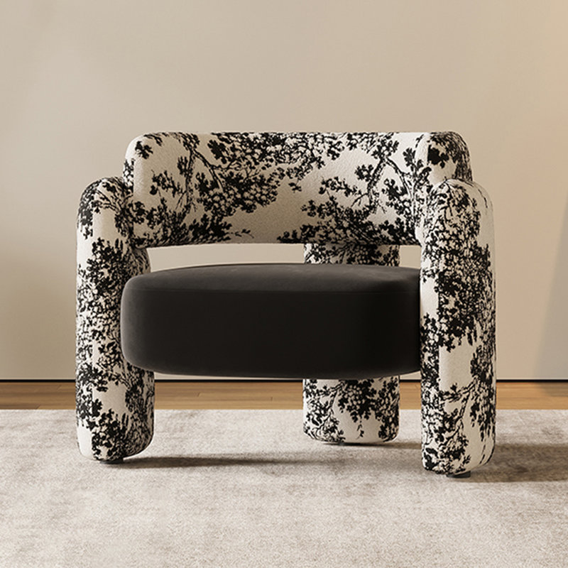 Fauteuil de loisir simple en bois massif de style moyen-antique en velours givré