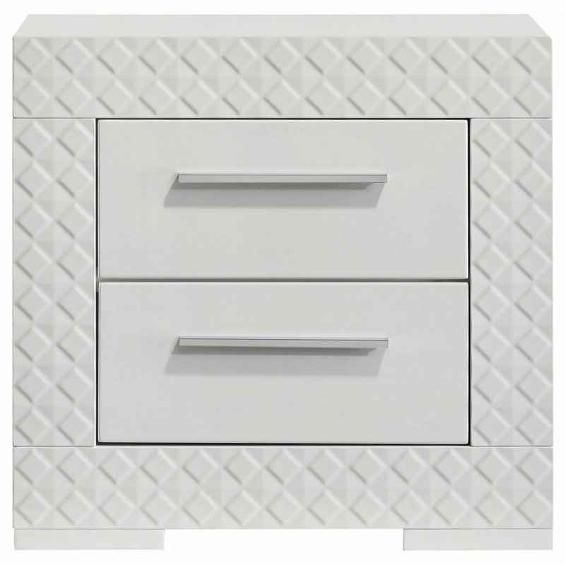 Table de chevet 2 tiroirs, table de chevet, White