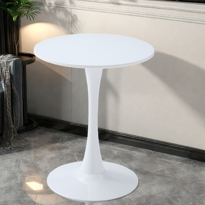 Modern Round Dining Table, White Mdf Tulip Base For Kitchen