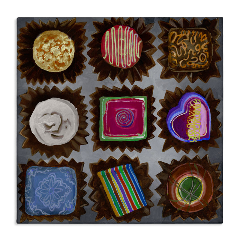 Art mural sur toile, "Mixed chocolat" par Liz Jardine, H 17 po x l 17 po