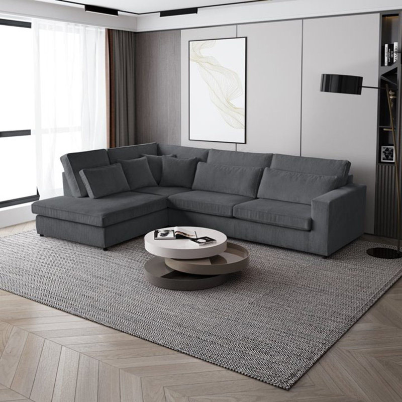 Preslea 6 Seater Sofa & Chaise, Left Hand Facing, Grey