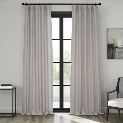 Ottis Faux Linen Room Darkening Curtain Panel 