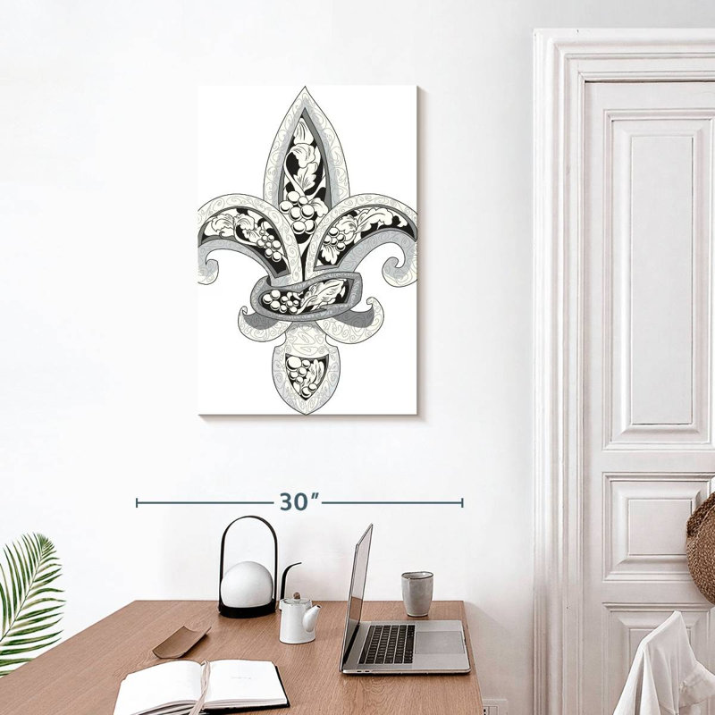 Fleur de lys ornée Kerner, H 30 po x l 20 po