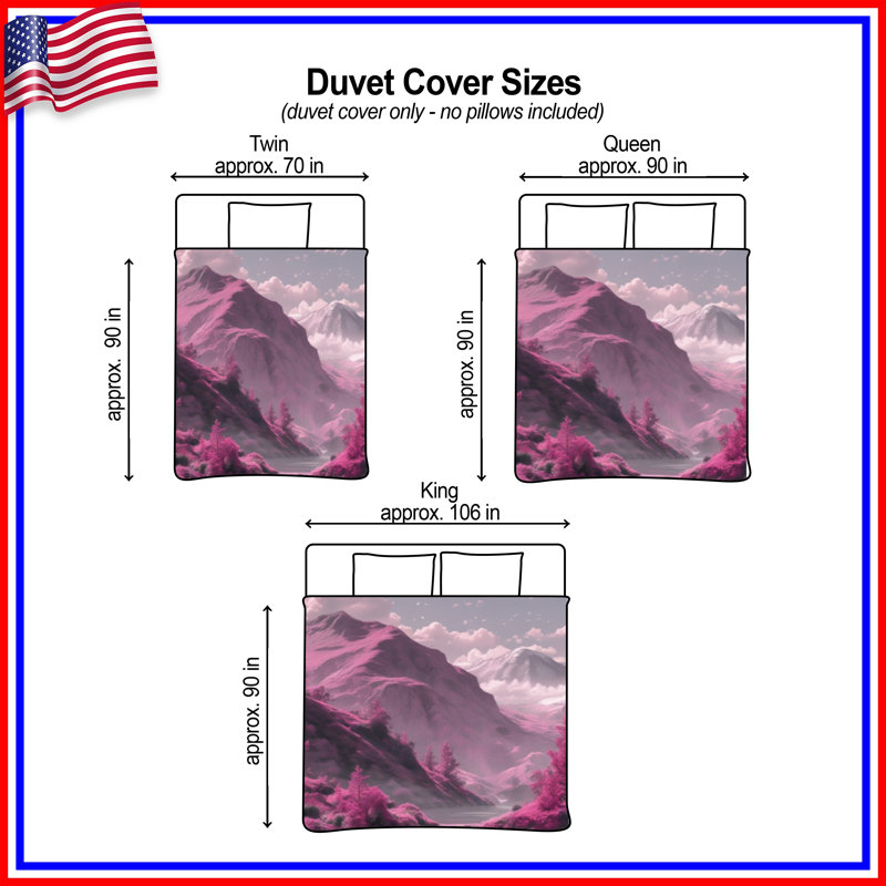 Housses de couette Pink Mountain Landscape, Grand lit