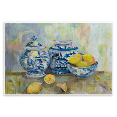Lemons & Pottery Classical Painting Wall Plaque Art by Jeanette Vertentes