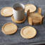 Ridgley Bamboo Agate Ceramic Jute Leather Crystal Circle Round 6 Piece Coaster Set with Holder Set