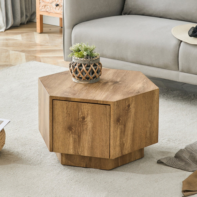 Table basse hexagonale avec tiroirs