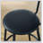 Round bar table and stool set with shelf, upholstered stool with backrest