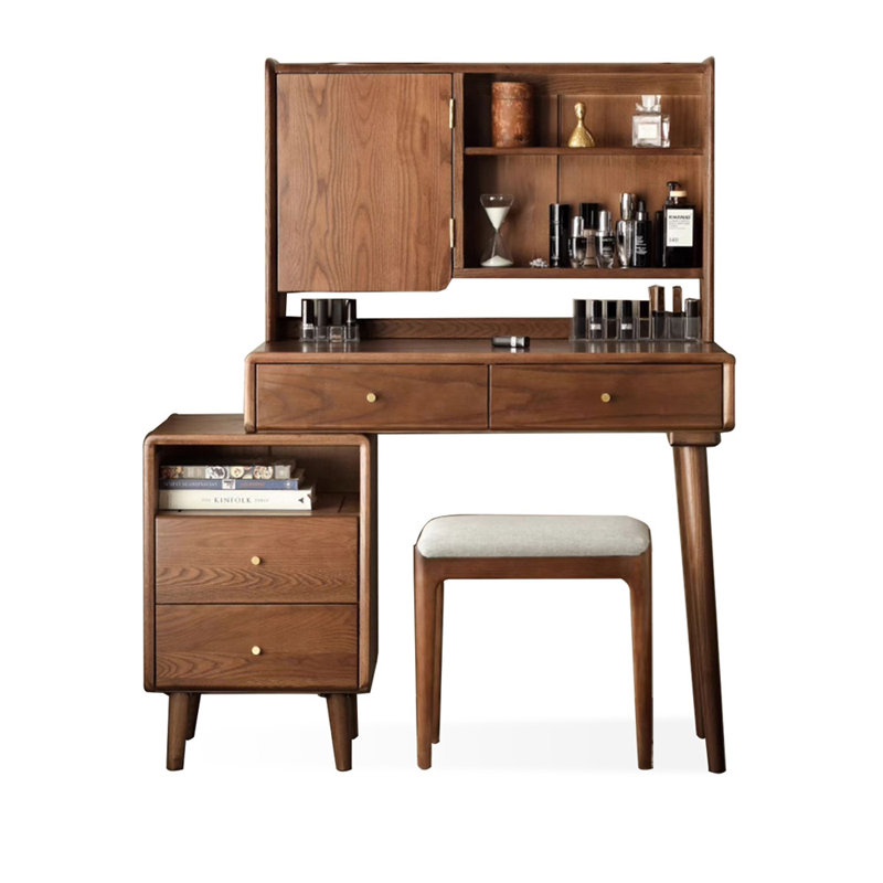 Coiffeuse avec miroir, 4 tiroirs, 1 chaise
