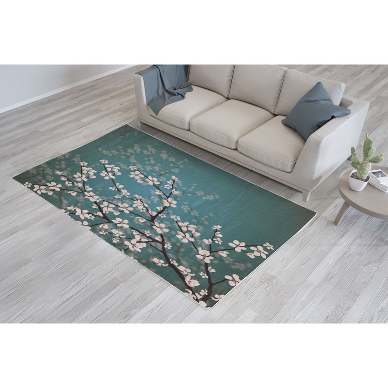Tapis bleu sarcelle foncé, Rectangle 5 pi 2 po x 7 pi 6 po