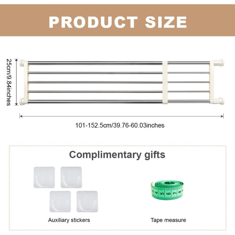 Stainless Steel Storage Rack, 5.08" H x 100.99" W x 24.99" D