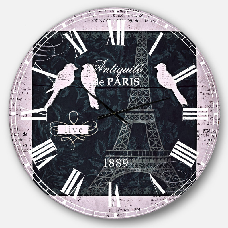 Paris Vintage Collage II - horloge murale traditionnelle, Surdimensionné
