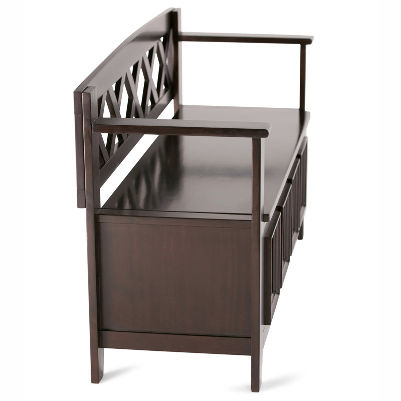 Banc de rangement en bois massif pour hall d'entrée, Marron foncé