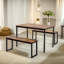 Niyathi 4 Person Dining Set, Rustic Industrial, Metal Frame, Kitchen Chair and Table