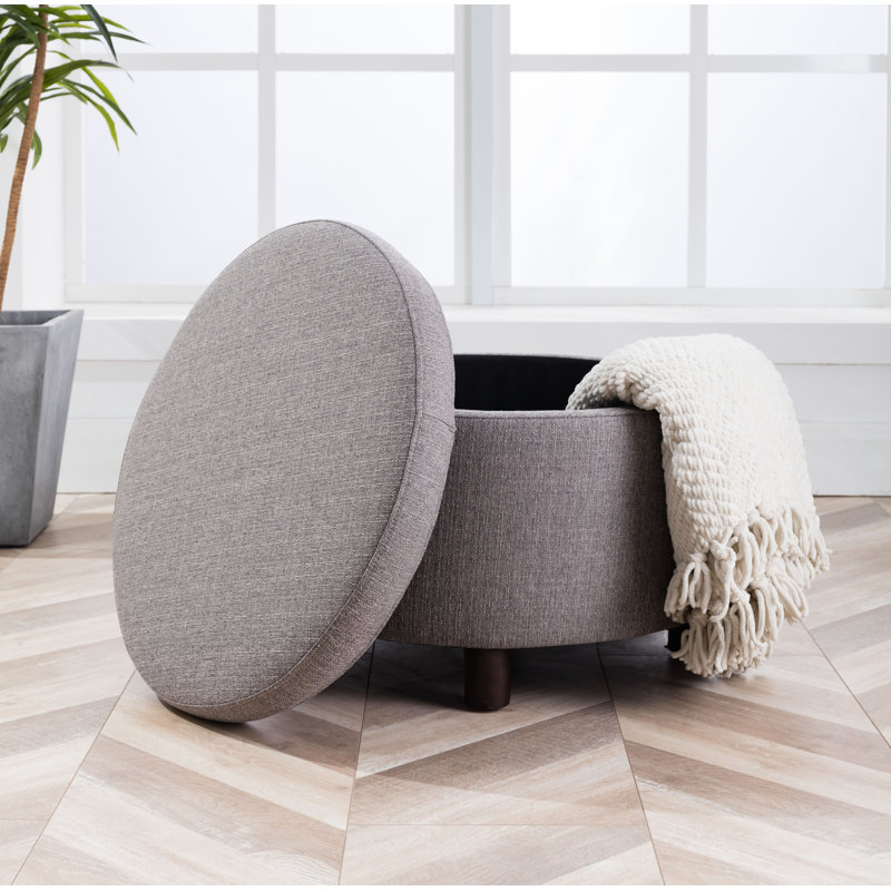 Repose-pieds rond de 24 po avec rangement, Polyester gris