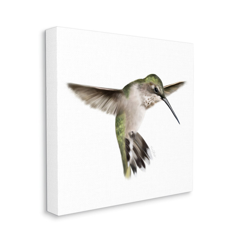 Art mural sur toile surdimensionné vert avec colibri vert, H 17 po x l 17 po x P 1,5 po