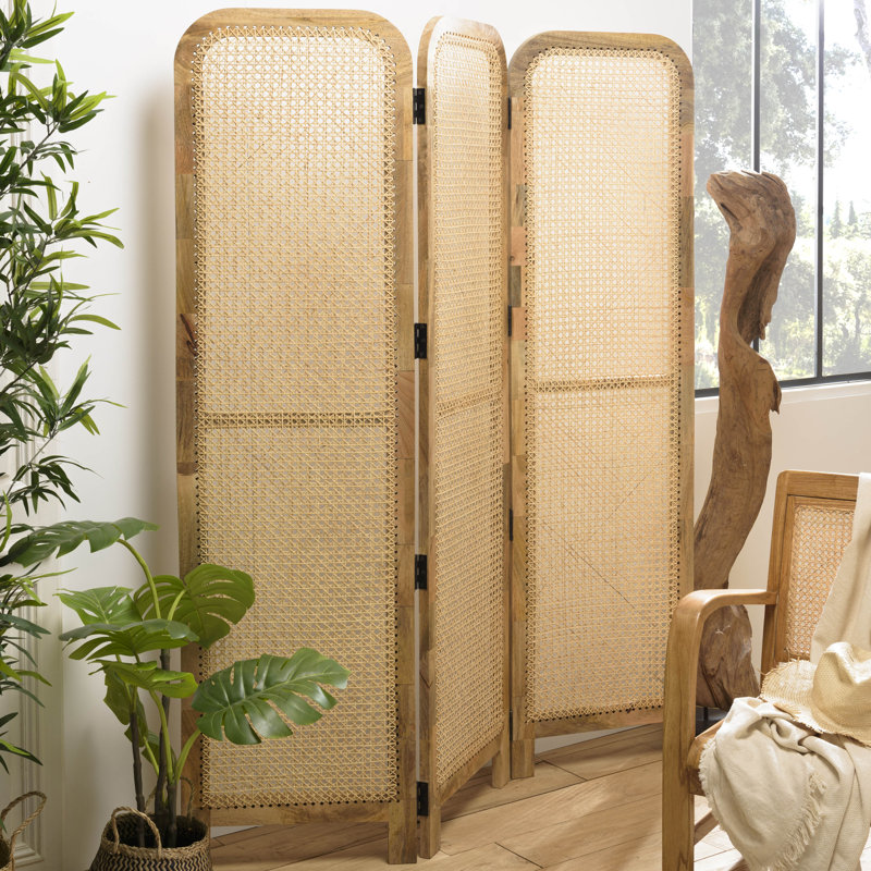 Boronda 152 cm W x 183 cm H 3 - Panel Solid Wood Folding Room Divider