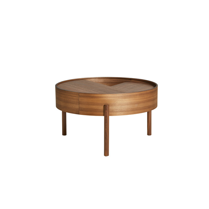 Arc Coffe Table, Matt Lacquered Walnut, 15" H x 26" L x 26" W