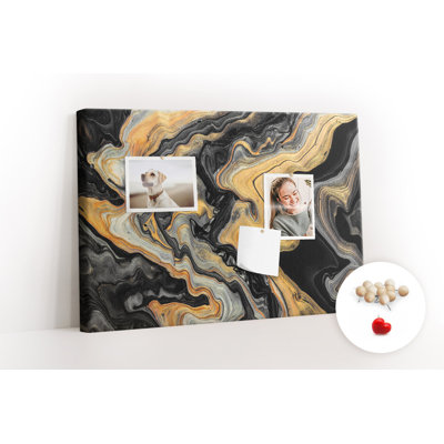 Wall Mounted cork board with print home decor message pin boards home office bulletin board ideas Gold marble abstract