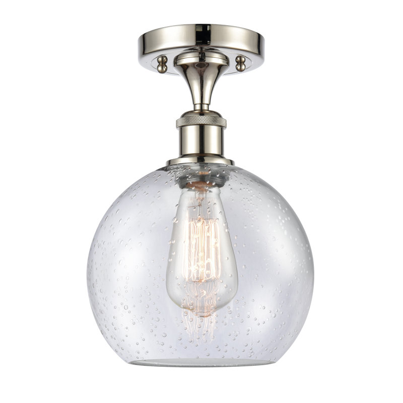 Plafonnier semi-encastré 1 lumière 8 po Cindi, DEL, Nickel poli