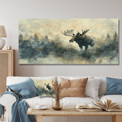 Moose In The Mist Of Canada I - Modern Metal Art Print, Moose Metal Wall Decor