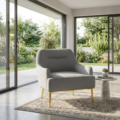 Fauteuil d'appoint moderne rembourré avec dossier incurvé et pieds en métal