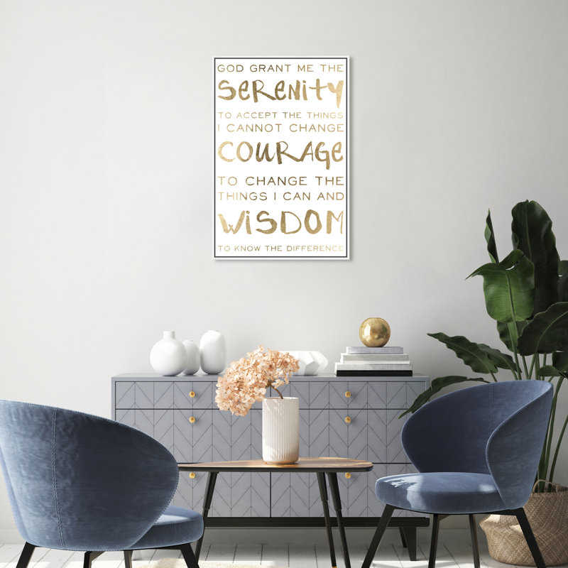 Serenity " Serenity Prayer And Courage Motivation ", White Framed, 31" H x 21" W