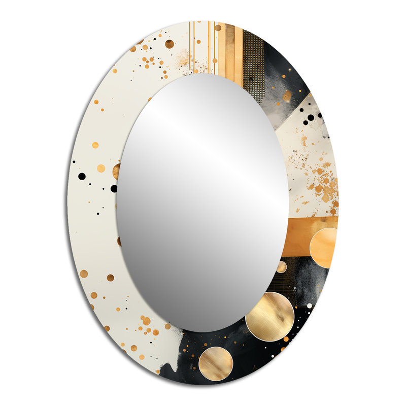 Gold And Grey Sunset Collage II - Gray Modern Oval Wall Mirror, 40" H x 30" W