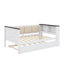 Lit de jour simple avec supports de rangement, dossier rembourré, port de chargement USB et lit gigogne escamotable-973559365