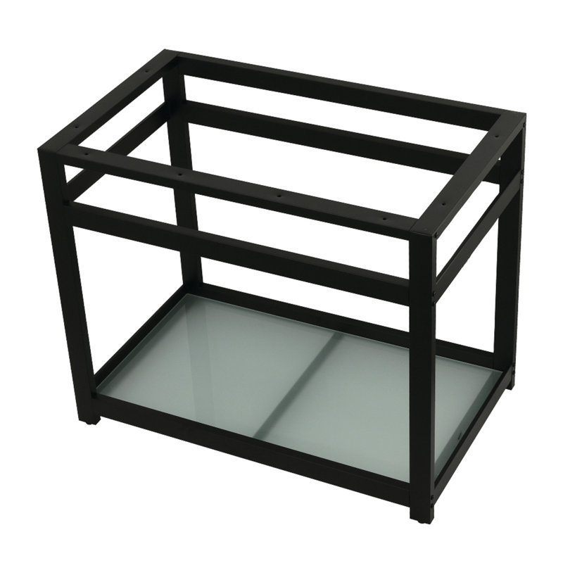 Kingston Brass Kingston Commercial Steel Console Sink Base with Glass Shelf, Matte Black