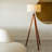 Eden 58 in. 3-Way Dimming LED Wooden Tripod Floor Lamp with Beige Fabric Drum Shade
