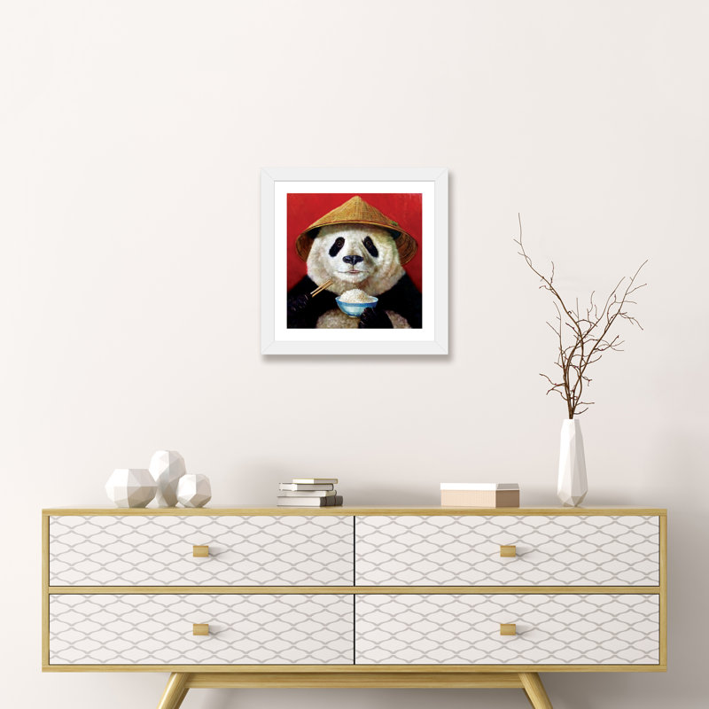 Panda, art encadré, H 24 po x l 24 po x p 1 po, Papier encadré blanc