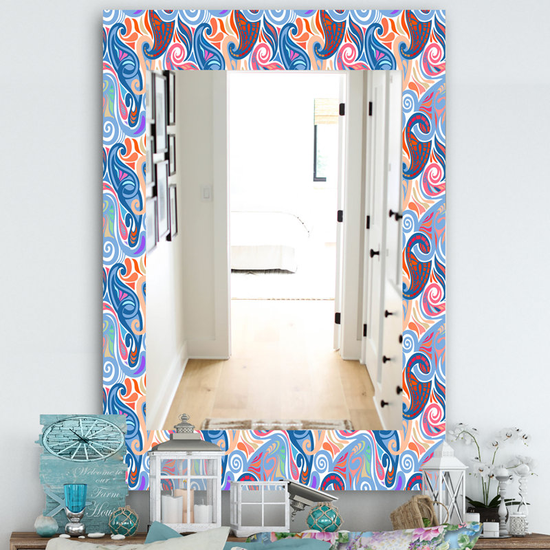 Modern Wall Mirror, 24" H x 32" W, Paisley